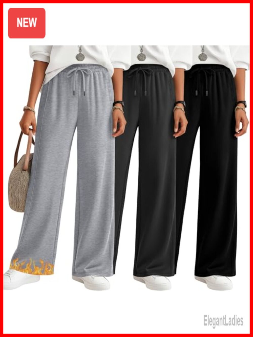 3 Pack Women's Fleece Lined Sweatpants Warm Baggy Lounge Pants